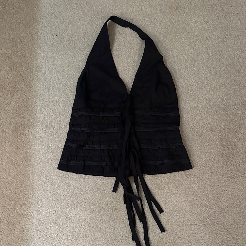 BCBGMaxAzria Black Halter Top